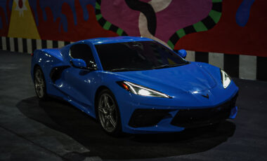 Chevrolet Corvette C8 Blue on Red and Black