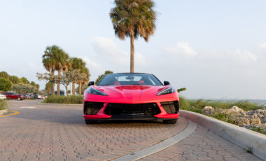 Chevrolet Corvette C8 Pink on Red